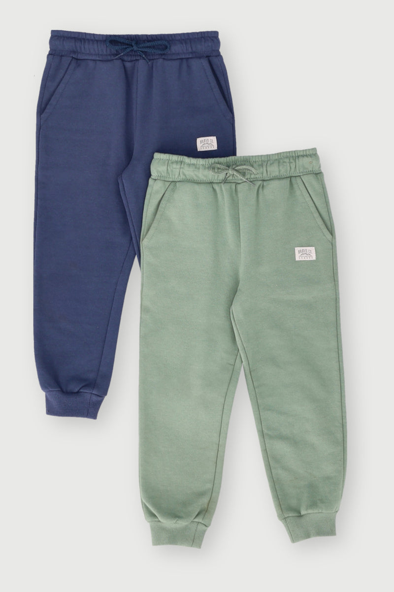 Pre-Boys 2 Pack Fleece Jogger - Green/Navy