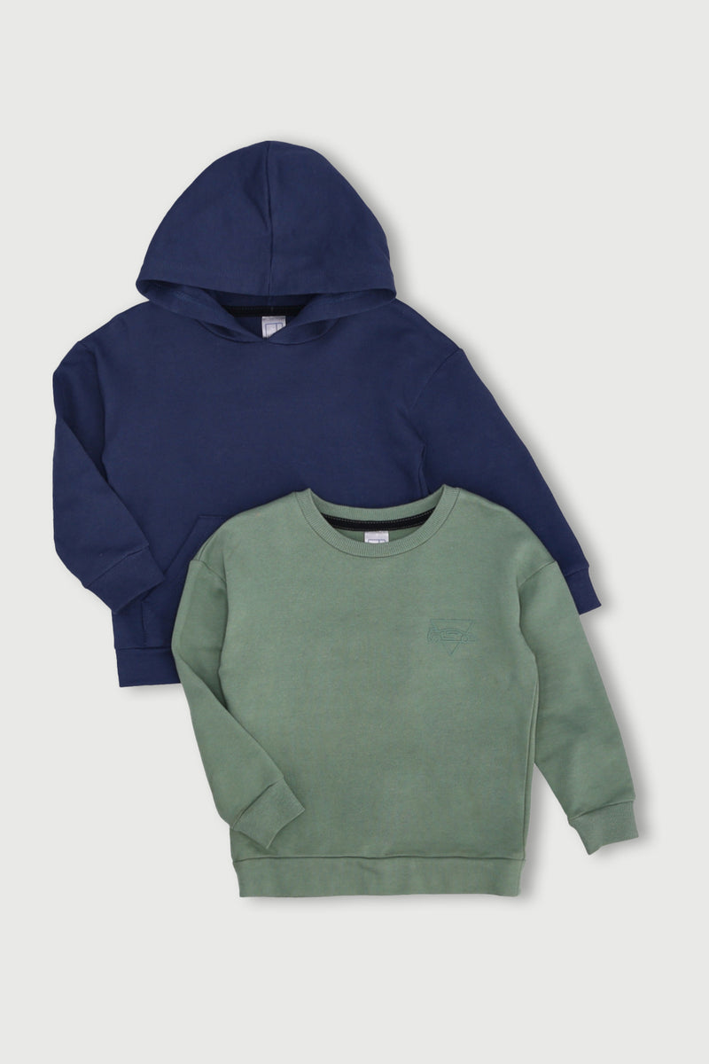 Pre-Boys 2 Pack Top Fleece - Green/Navy