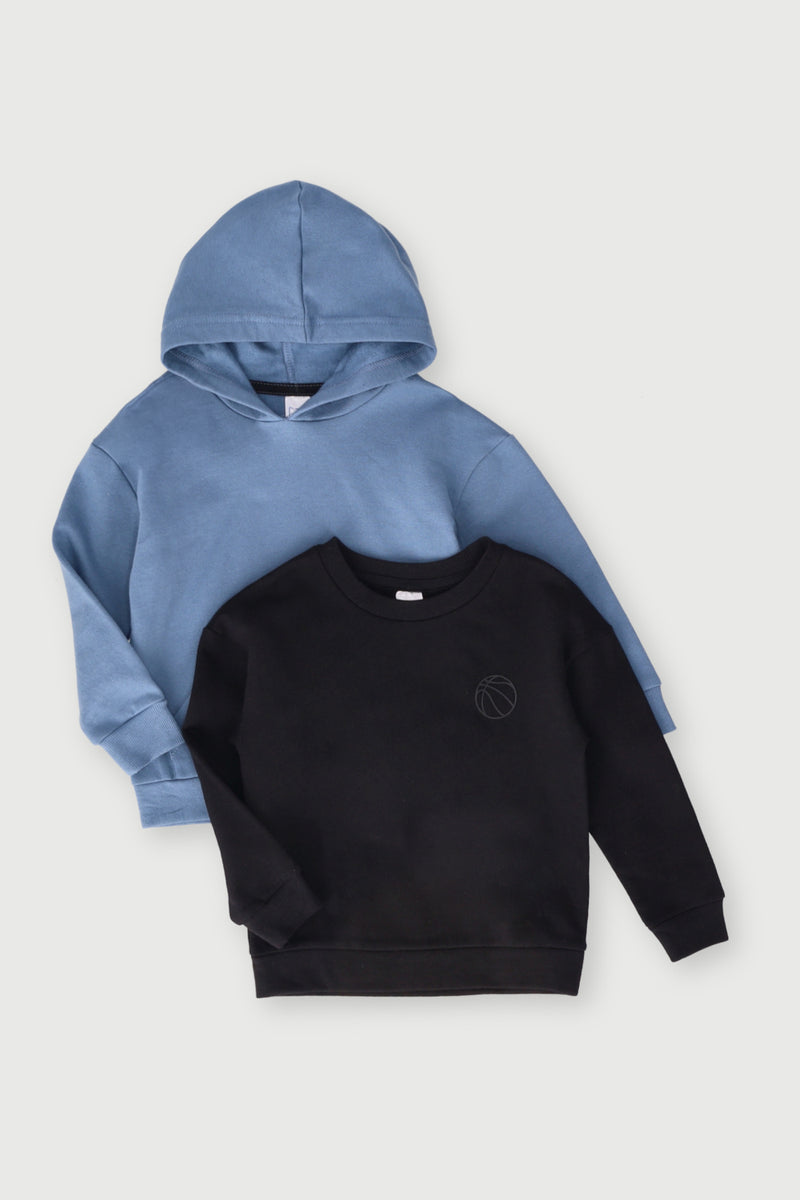 Pre-Boys 2 Pack Top Fleece - Blue/Black  - Blue/Black