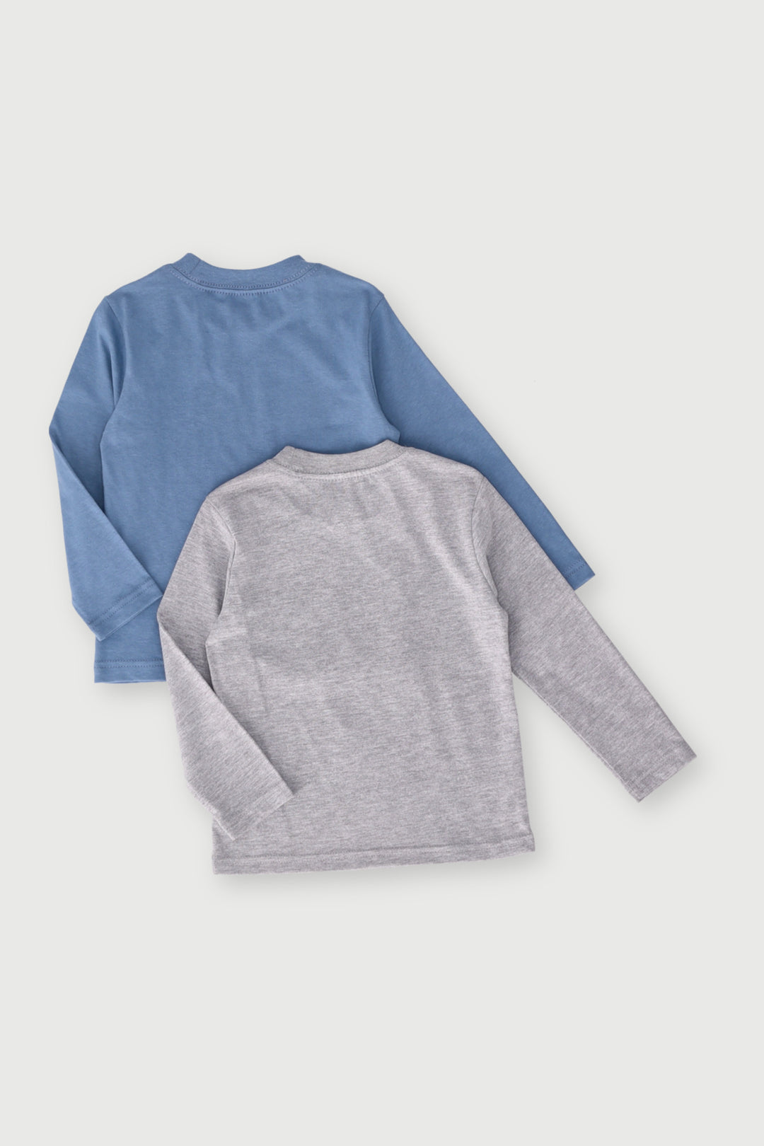 Pre-Boys 2 Pack Long Sleeve Tee Printed  Car/Bike - Blue/Grey Melange