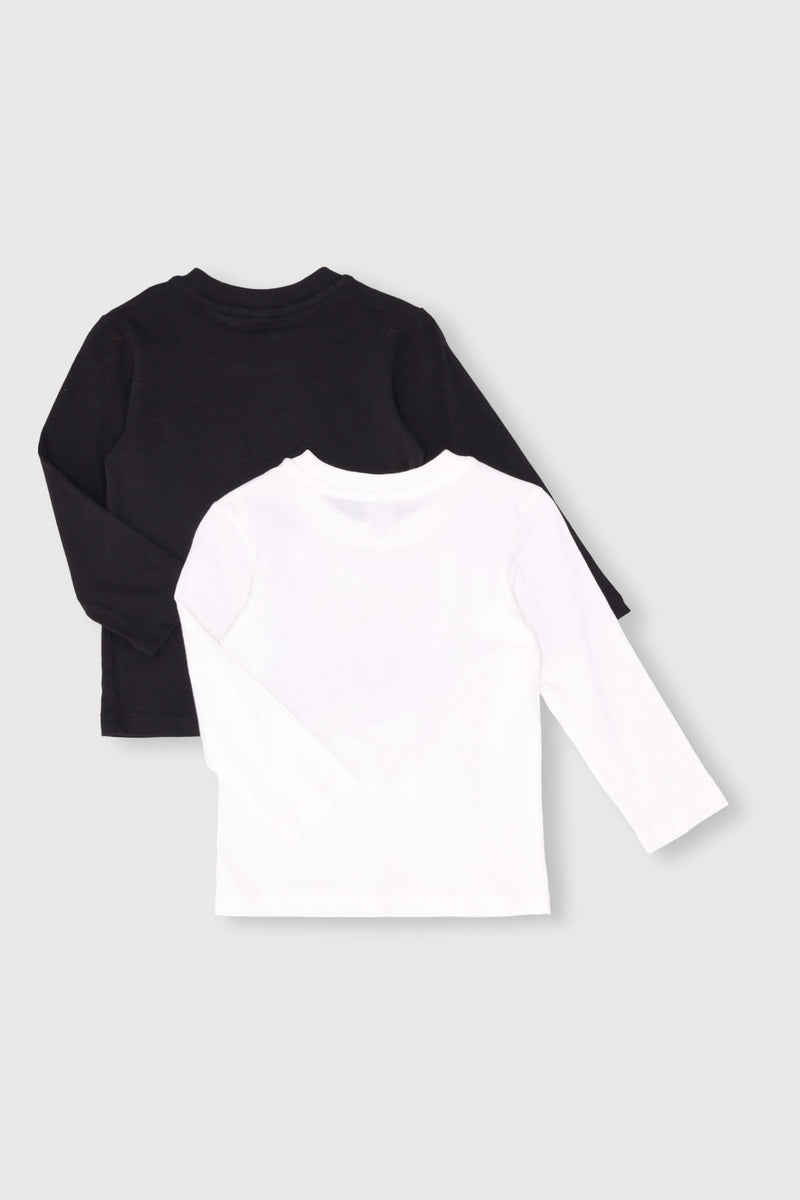 Pre-Boys 2 Pack Long Sleeve Printed BMX Skate Top - White/Black