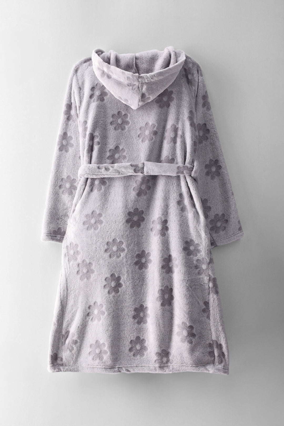 Girls Embossed Flowers Gown - Grey