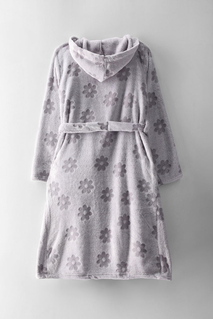Girls Embossed Flowers Gown - Grey