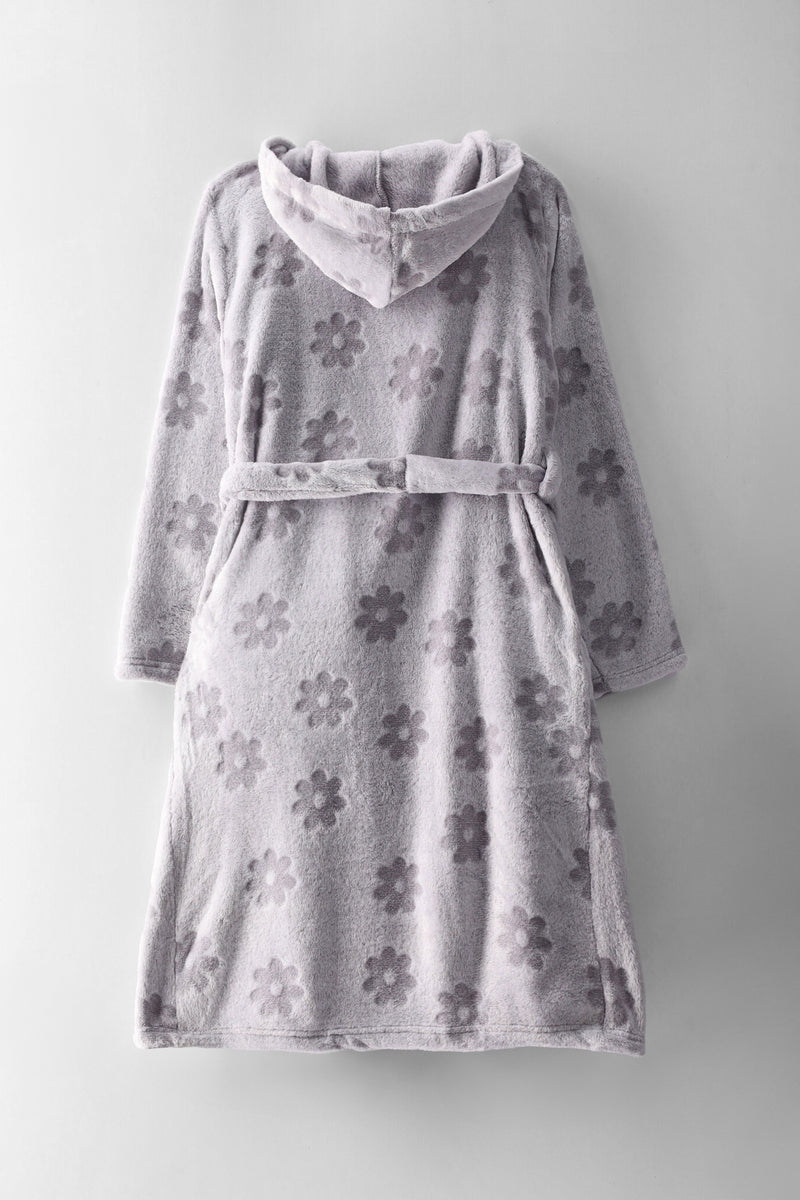 Girls Embossed Flowers Gown - Grey