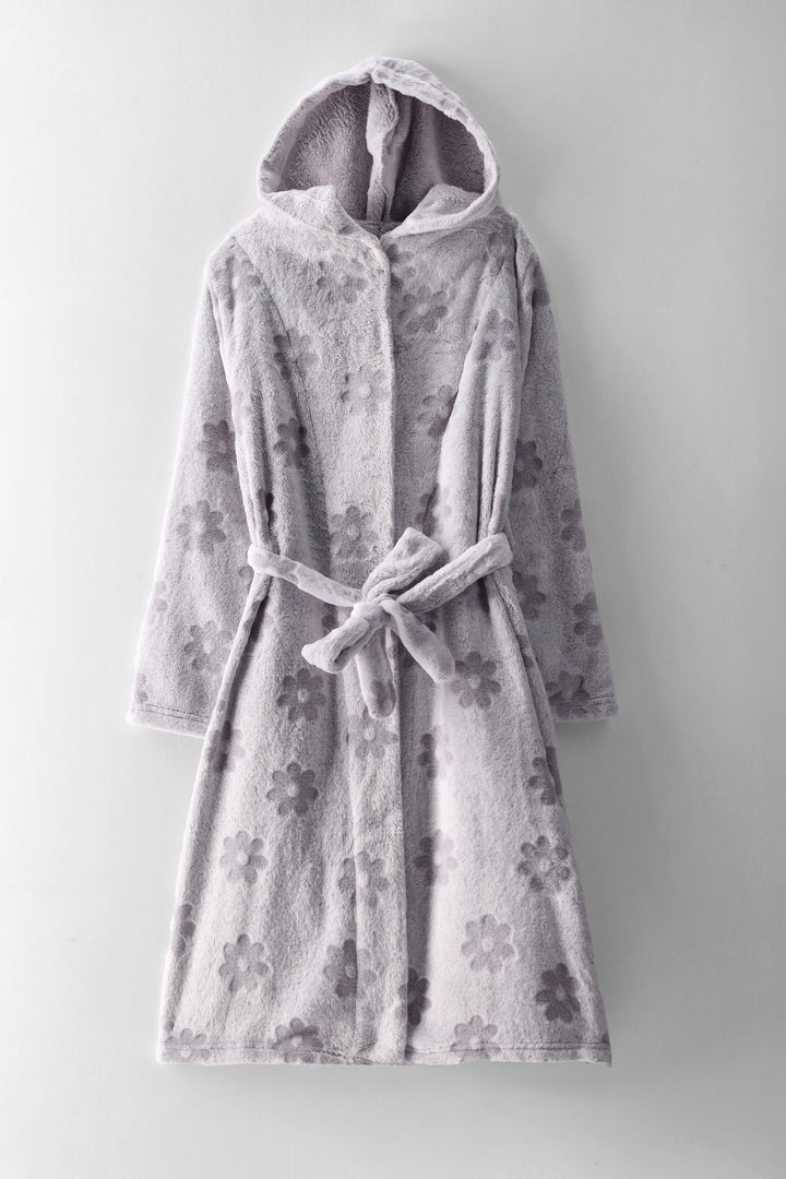 Girls Embossed Flowers Gown - Grey