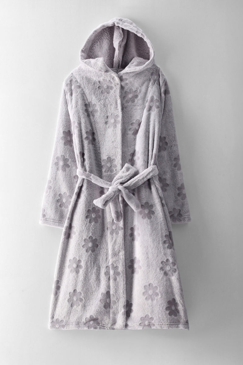 Girls Embossed Flowers Gown - Grey