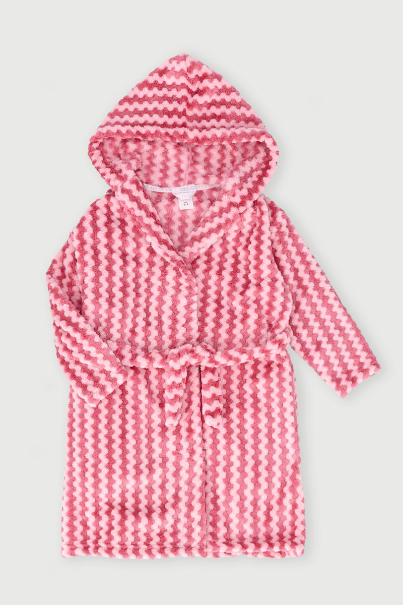 Pre-Girls Jaquard Chevron Stripe Fleece Gown - Pink