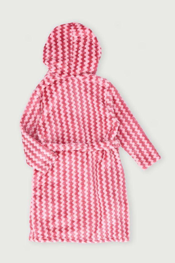 Pre-Girls Jaquard Chevron Stripe Fleece Gown - Pink