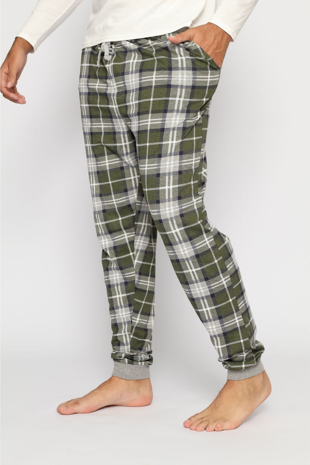Check Jogger - Olive/Grey Melange