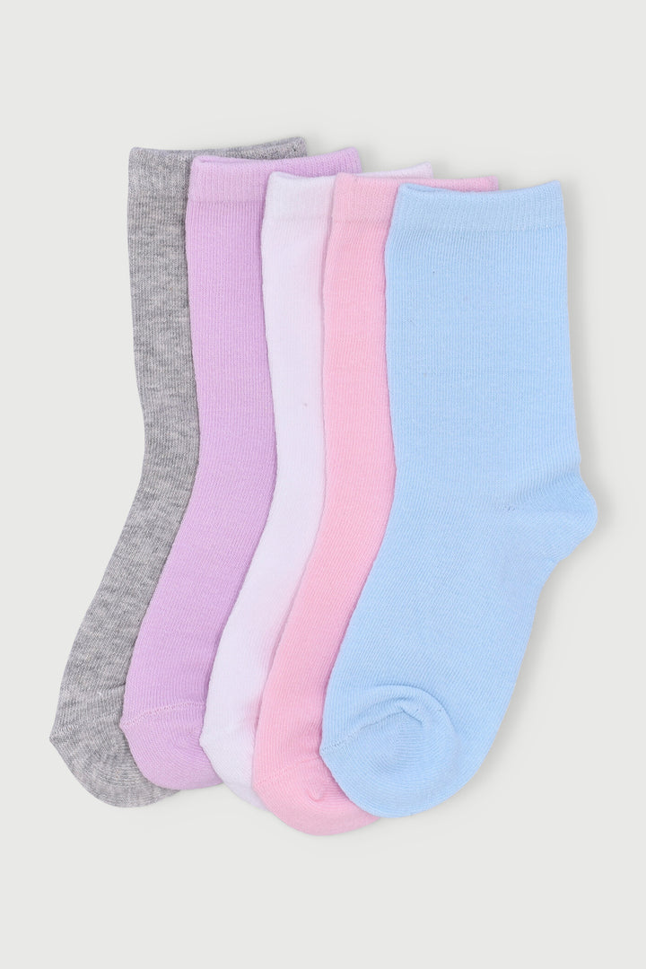 Pre-Girls 5 Pack Plain Anklet Socks - Multi