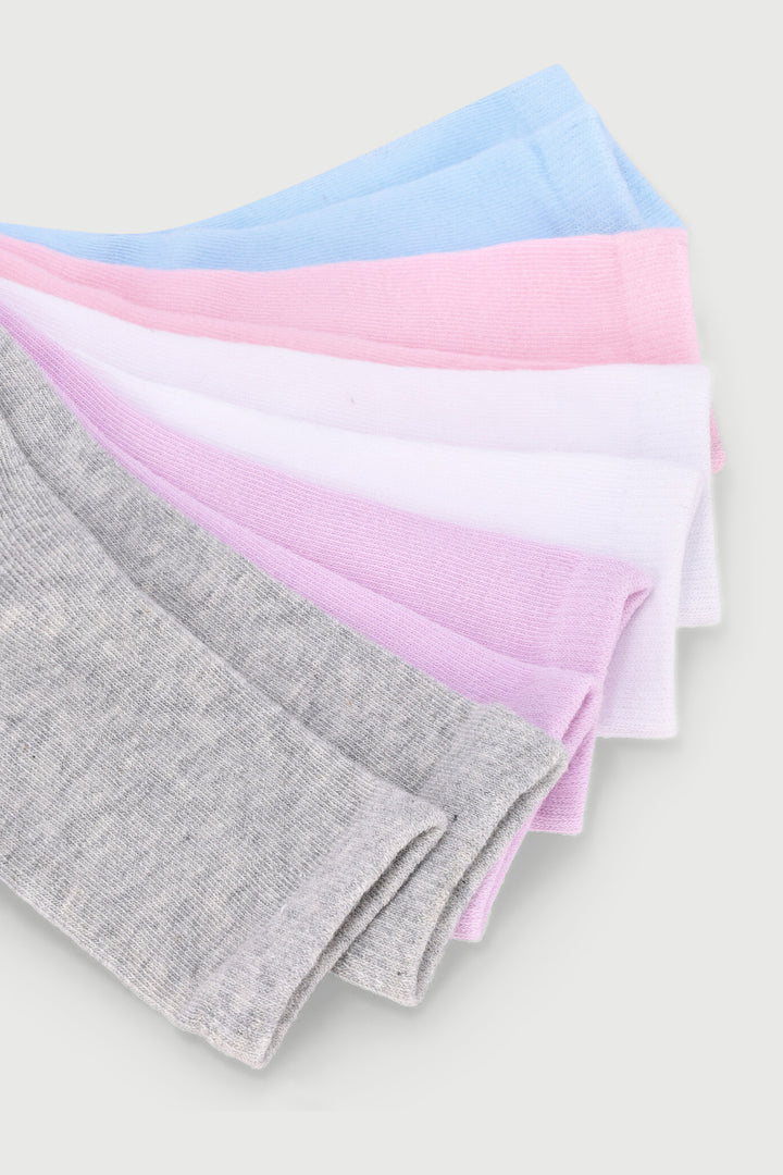 Pre-Girls 5 Pack Plain Anklet Socks - Multi