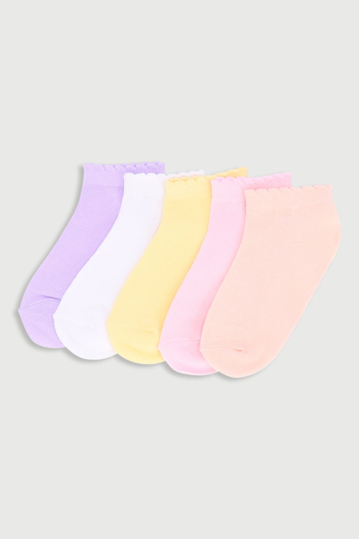 Pre-Girls 5 Pack Plain Low Cut Socks - Multi