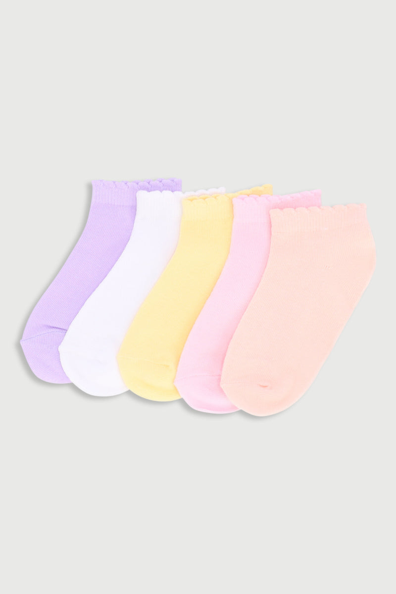 Pre-Girls 5 Pack Plain Low Cut Socks - Multi