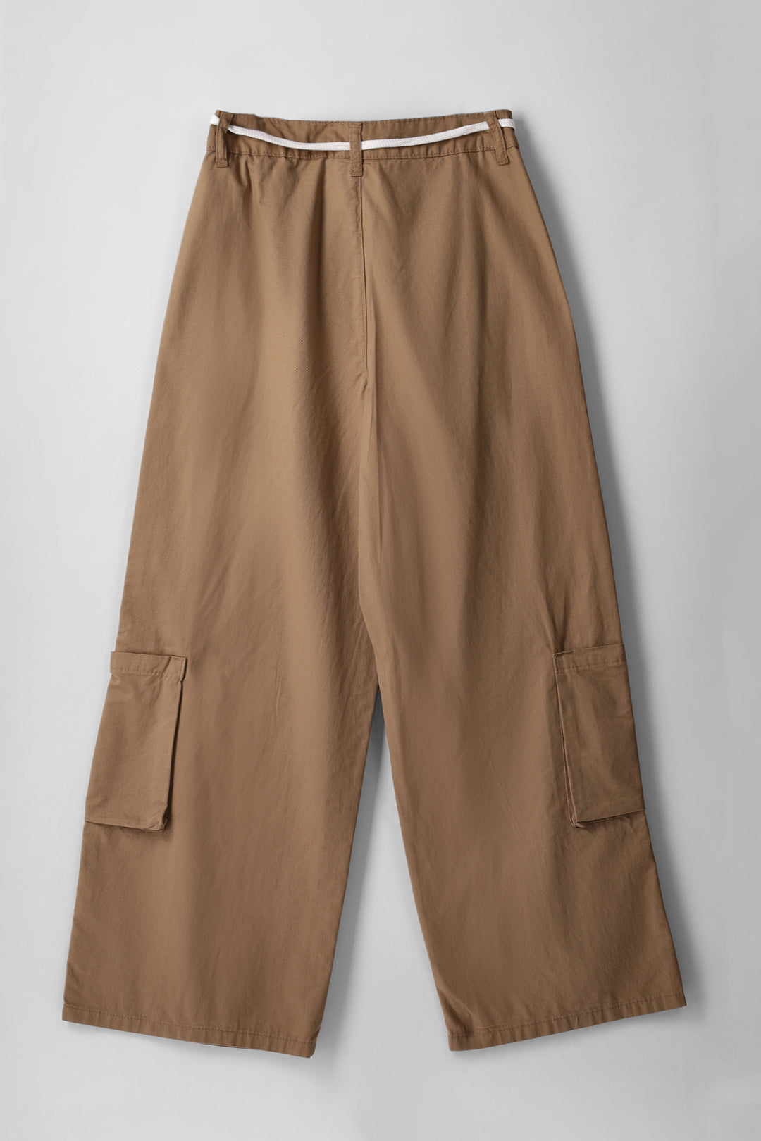 Girls Bellow Pocket Cargo String Belt Twill Pant - Khaki
