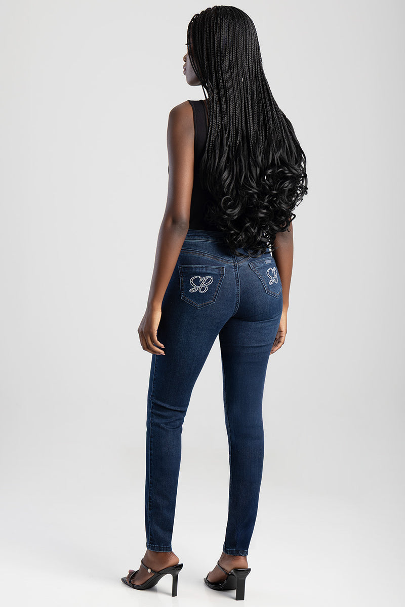 Mid Waist Skinny With Back Profile - Dark Wash