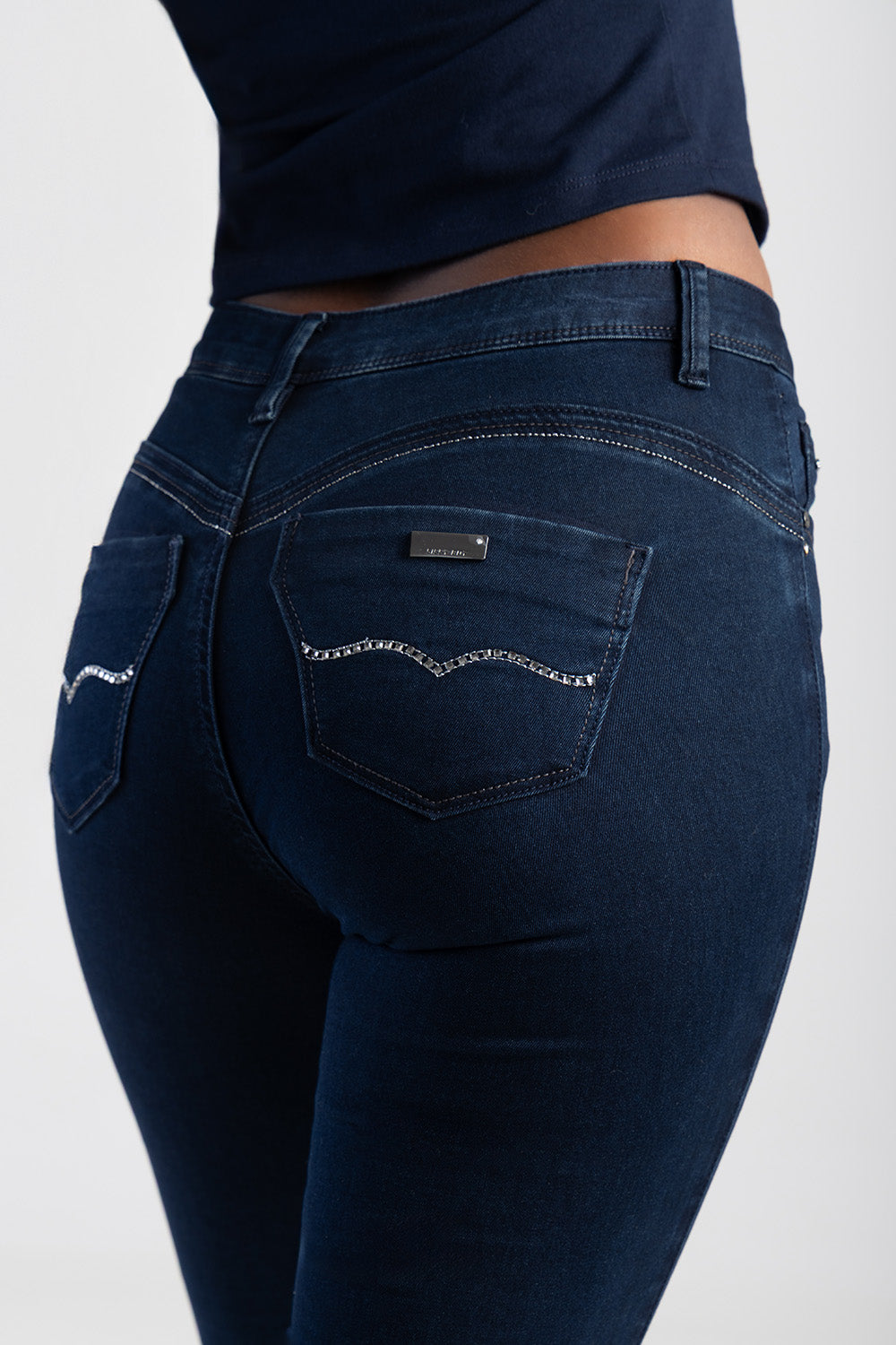 Lia Mid Waist Basic Skinny Denim - Blue/Black