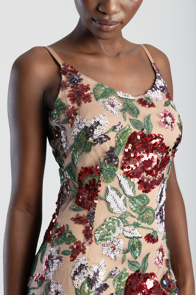 Sequinned Evening Dress - Multi