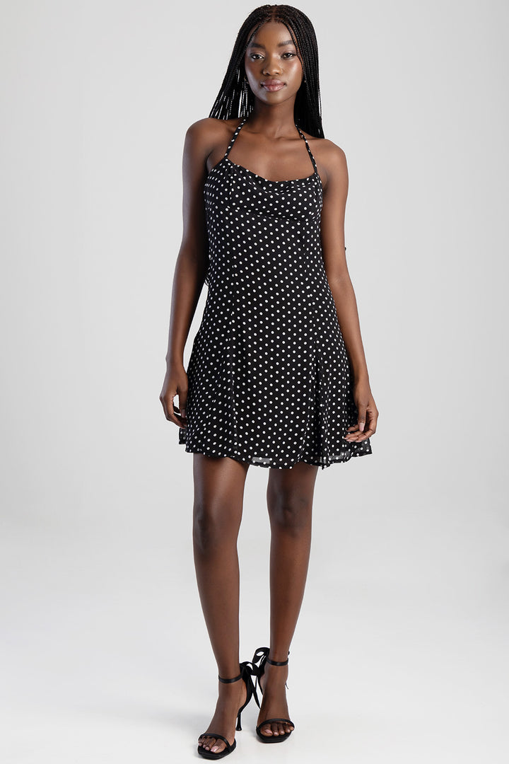 Printed Mini Dress - Black