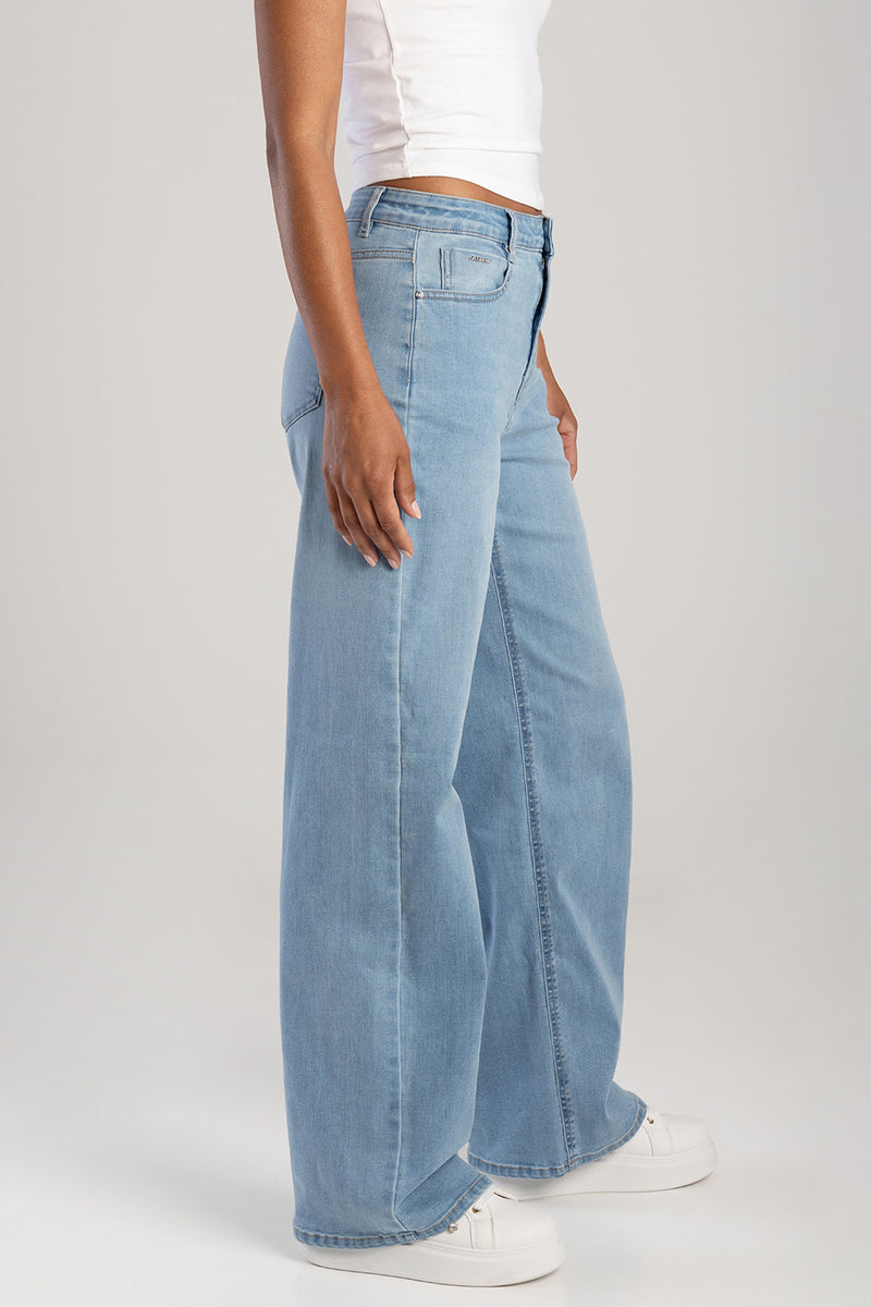 Samanta High Waist Wide Leg Denim - Light Wash