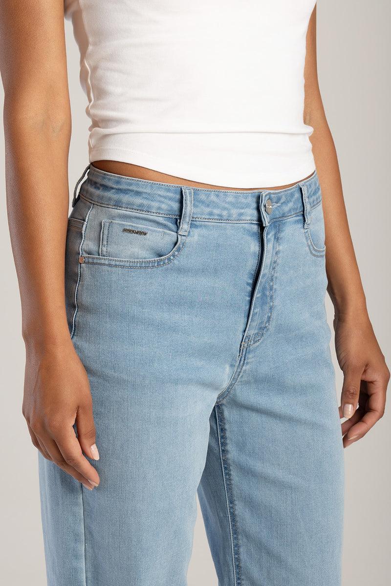 Samanta High Waist Wide Leg Denim - Light Wash