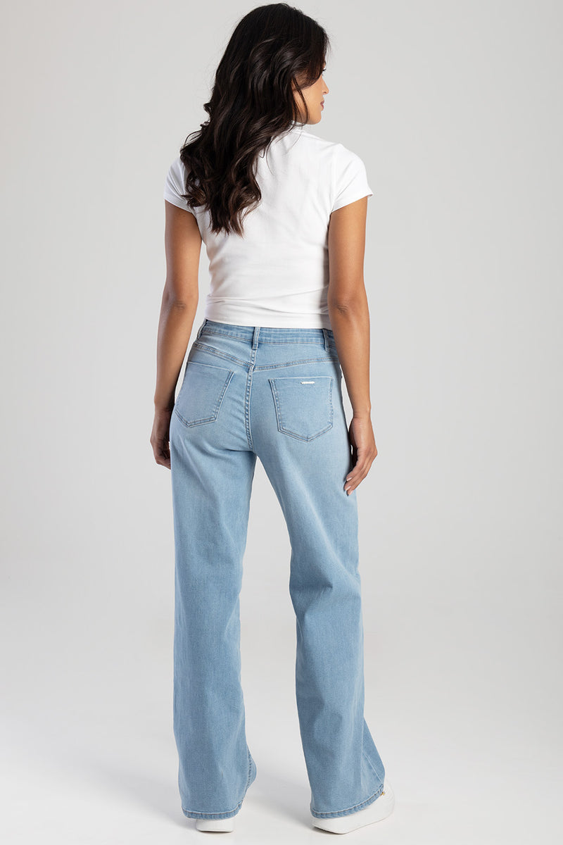 Samanta High Waist Wide Leg Denim - Light Wash
