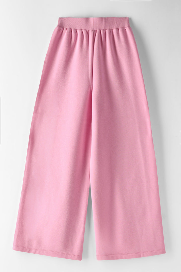 Girls Bow Pipping Wide Leg Pant - Pink