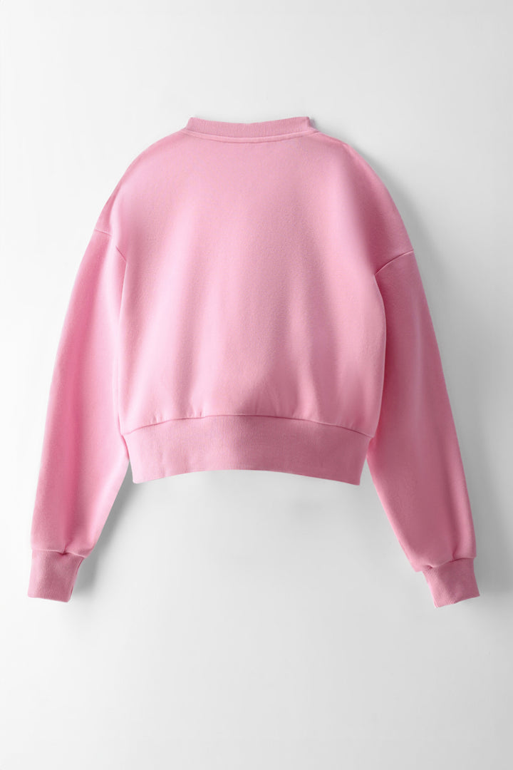 Girls Bow Pipping Zip Through Bomber Jacket - Pink