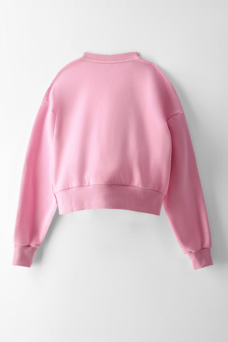 Girls Bow Pipping Zip Through Bomber Jacket - Pink
