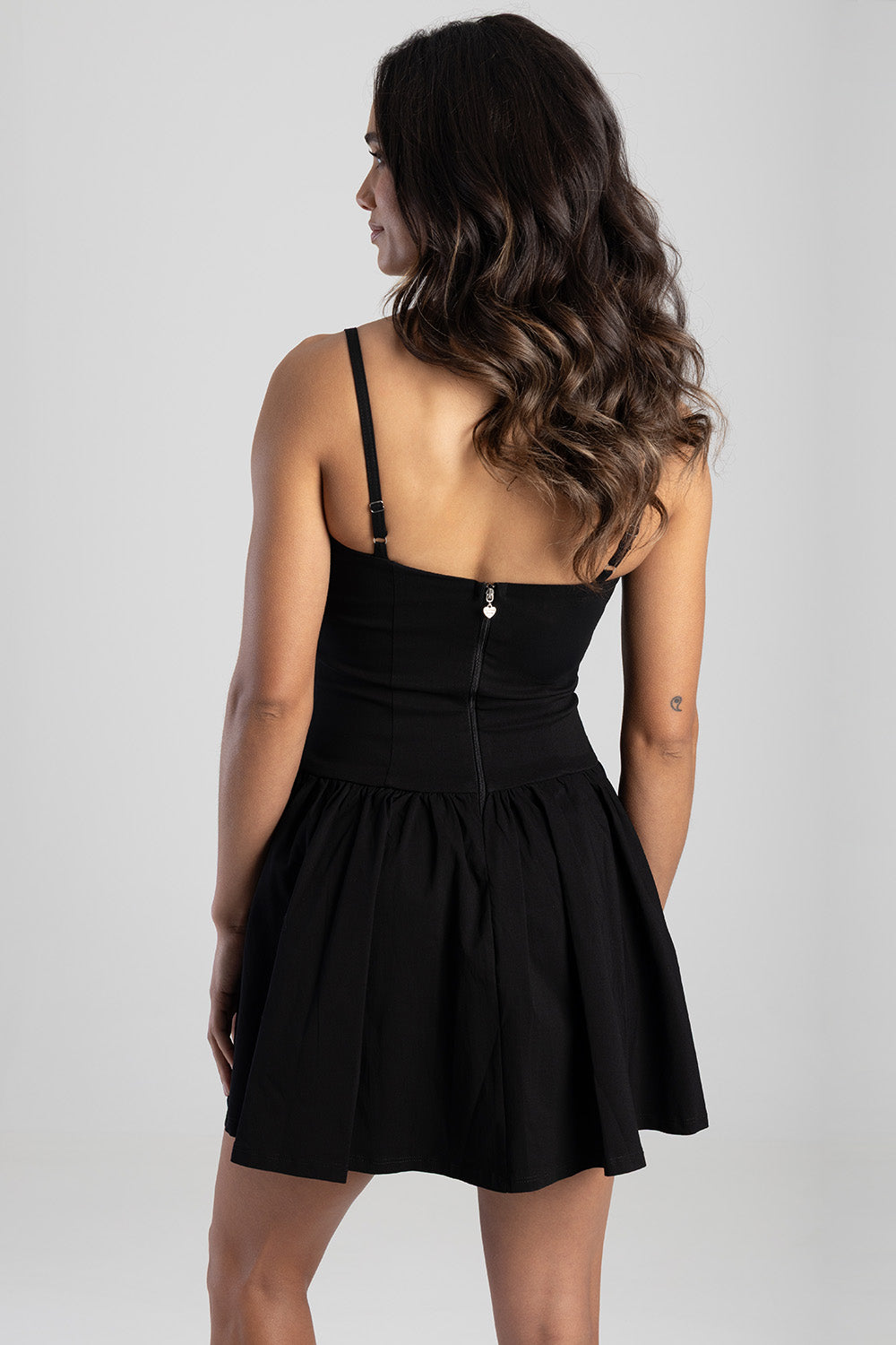 Ribbon Detail Mini Dress - Black