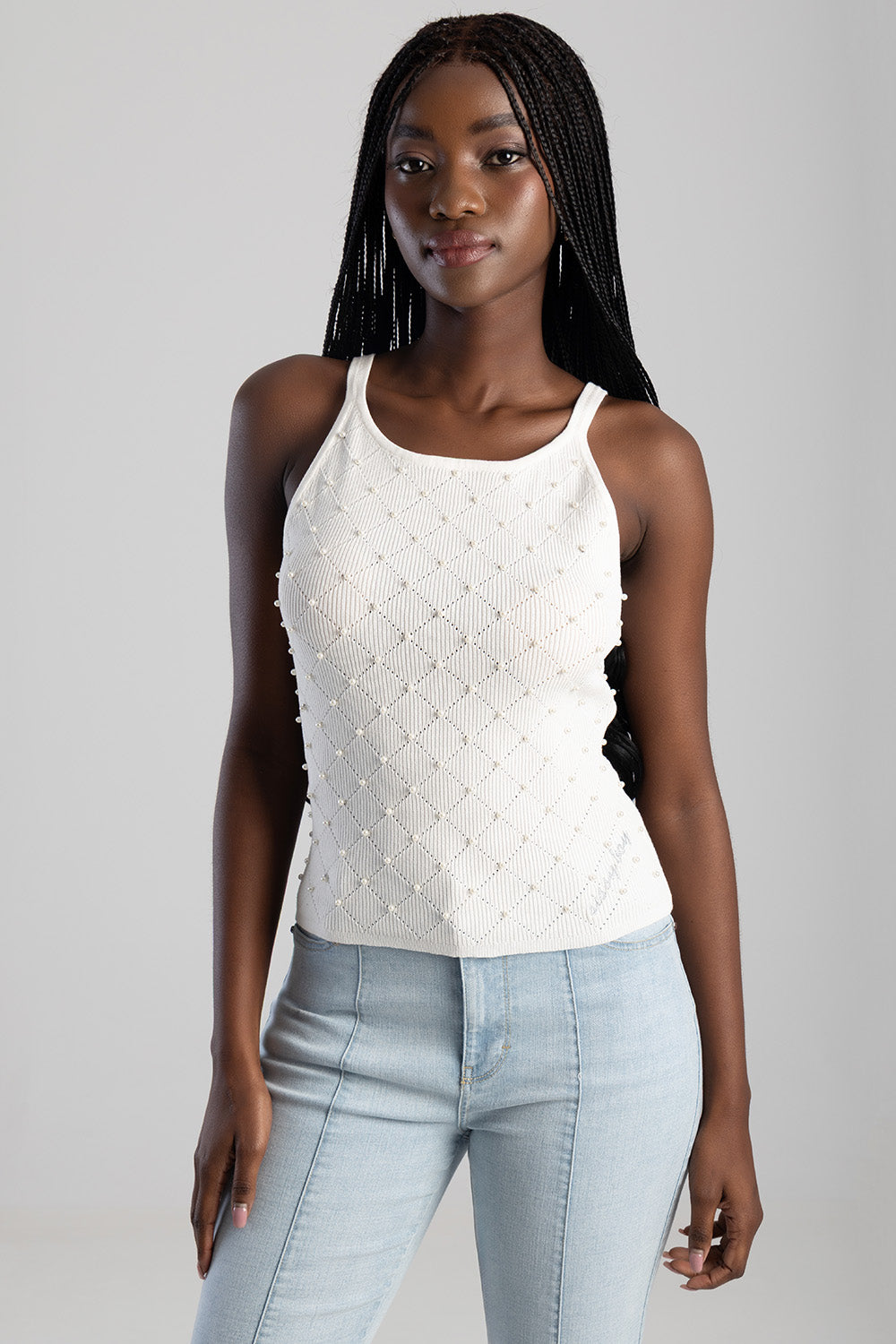 Beaded Vest - White