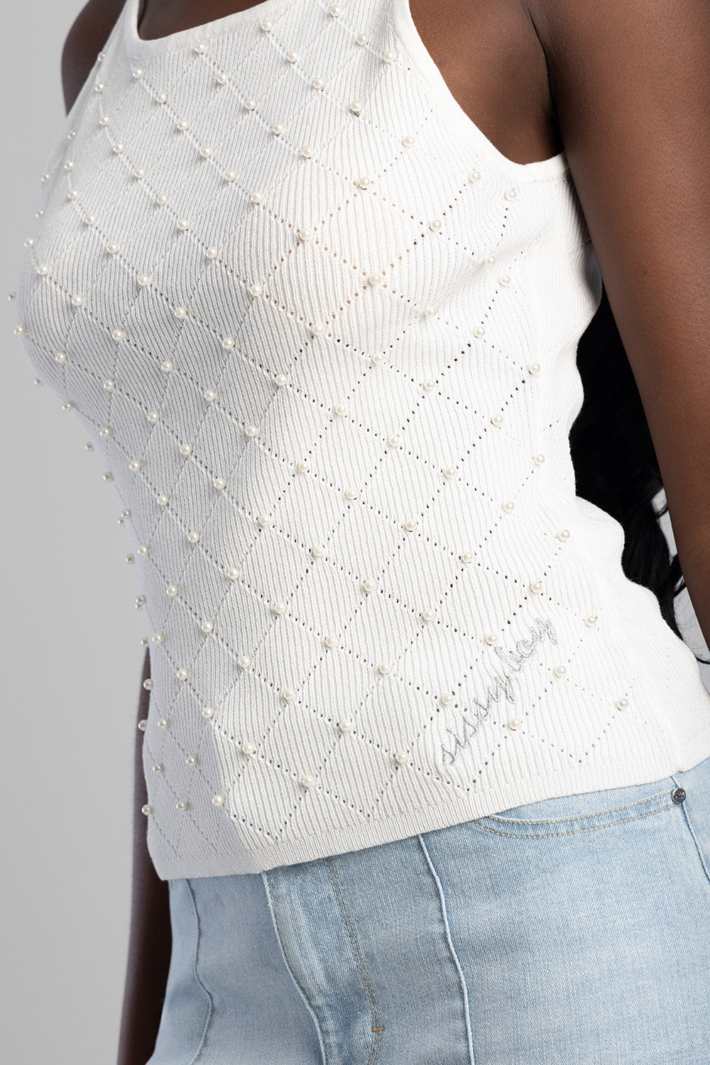 Beaded Vest - White