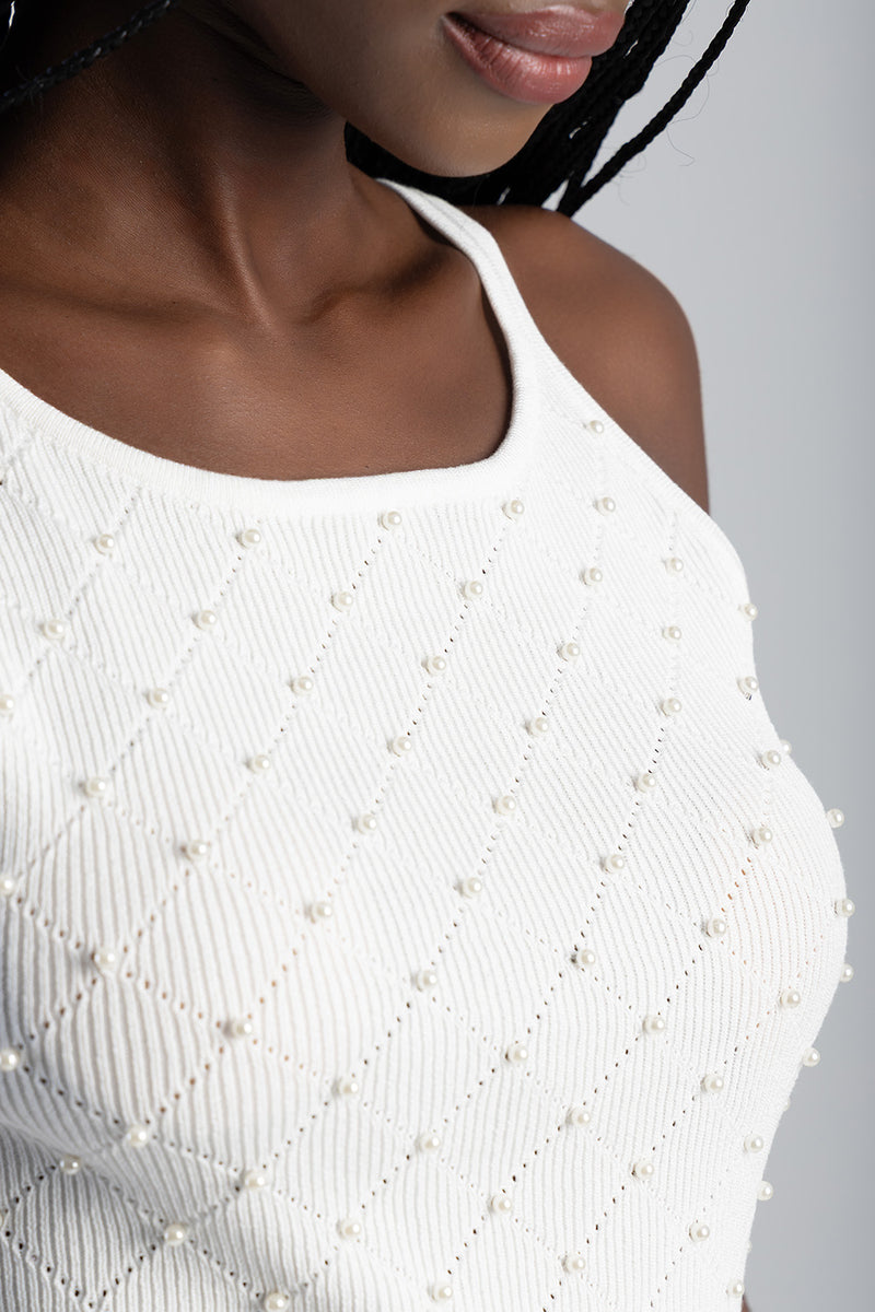 Beaded Vest - White