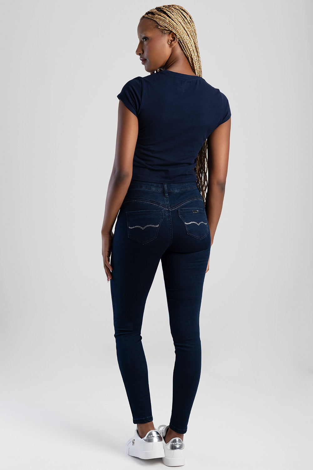 Lia Mid Waist Basic Skinny Denim - Blue/Black