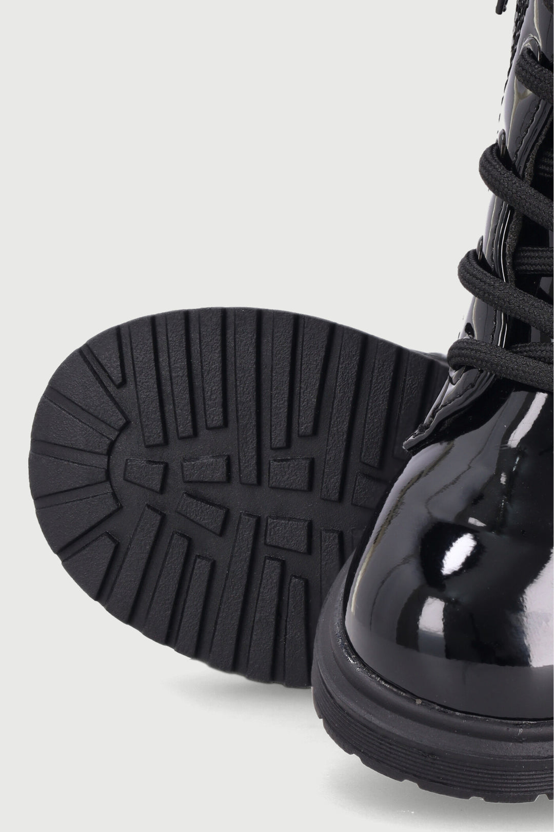 Pre-Girls Patent Military Boot - Black