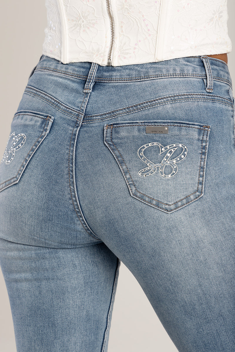 Mid Waist Skinny Denim - Medium Wash