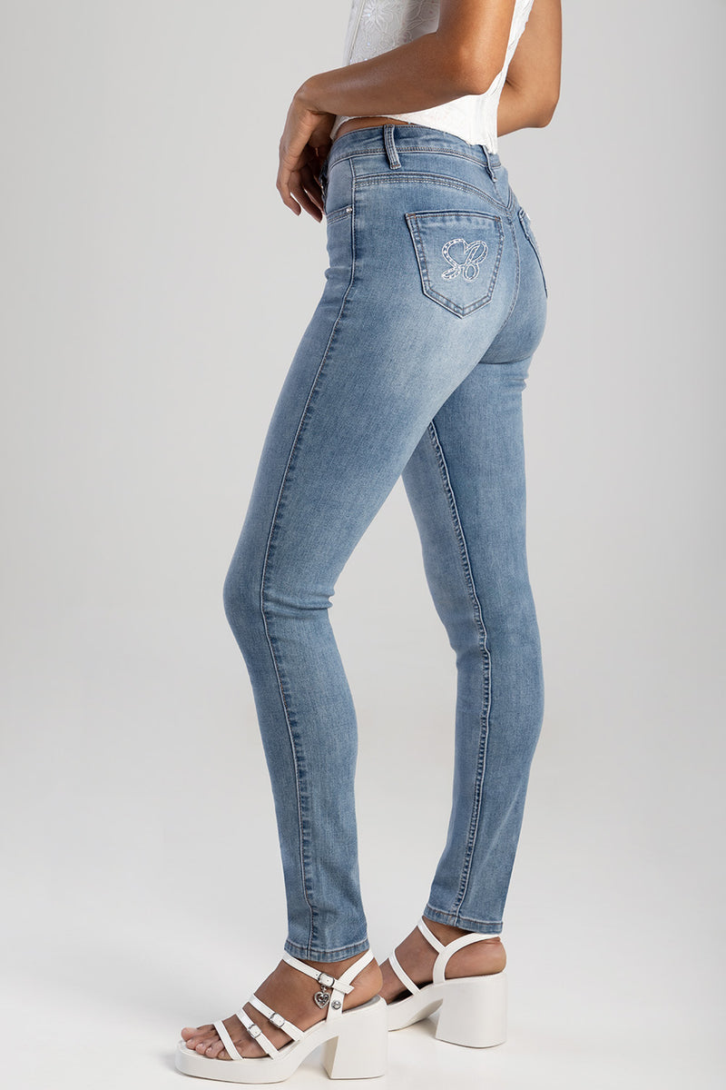 Mid Waist Skinny Denim - Medium Wash