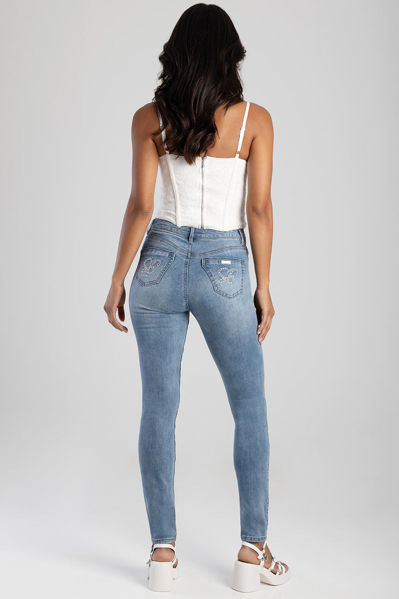 Mid Waist Skinny Denim - Medium Wash