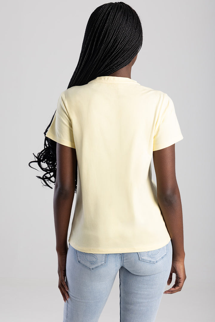 Embroidered Heart Regular T-Shirt - Yellow