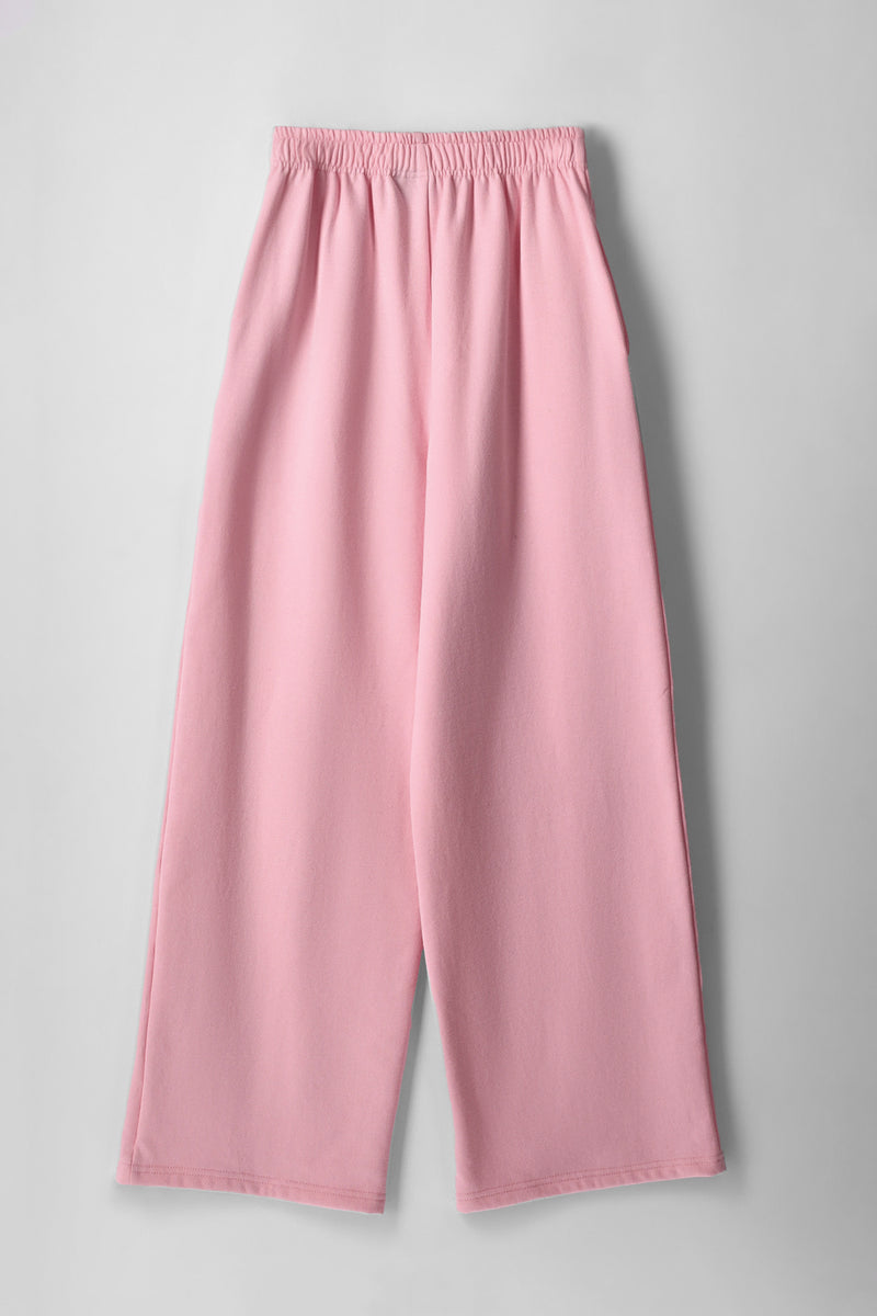 Girls Elasticated Waist Wideleg Trackpants - Light Pink