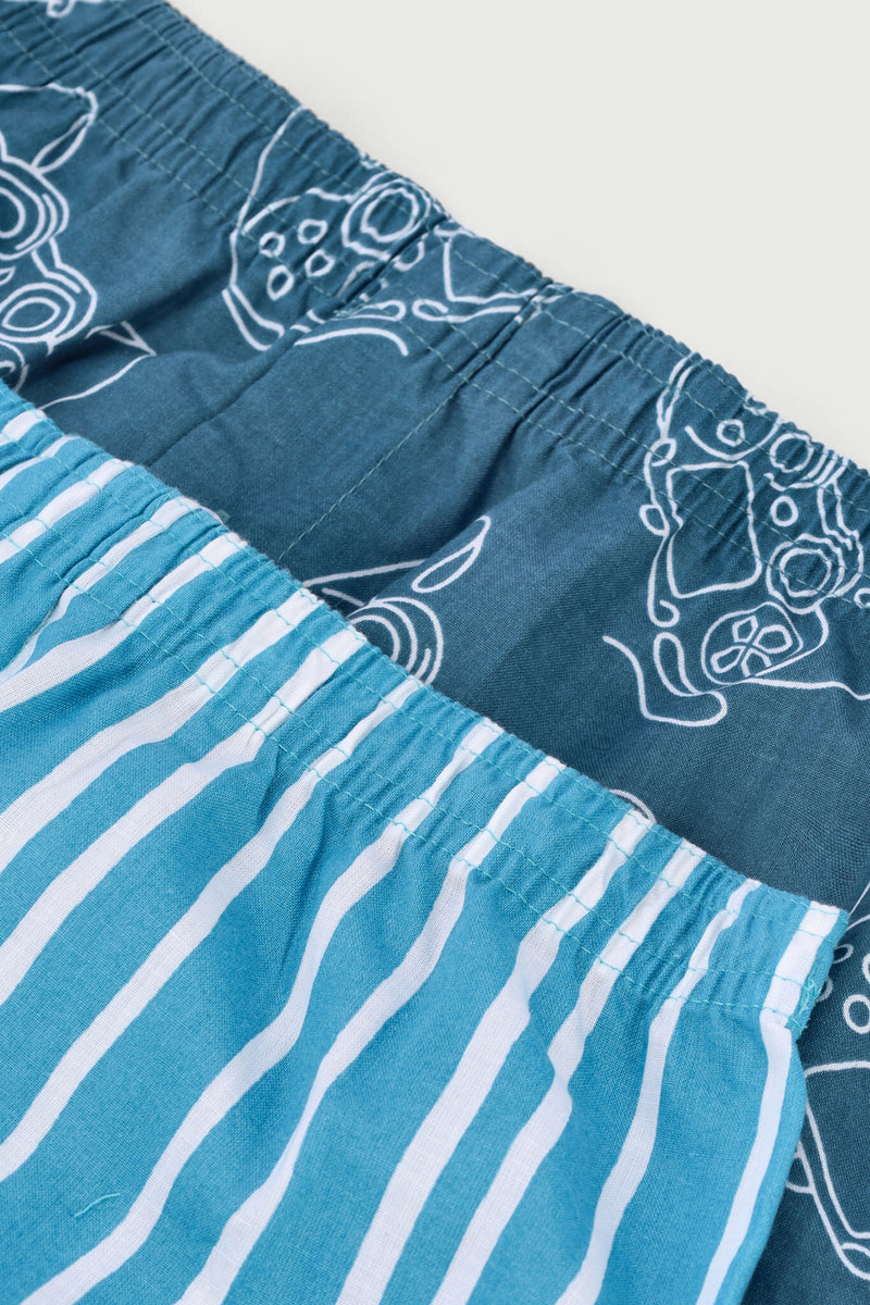 Boys 2 Pack Gamer Woven Boxers - Light Blue