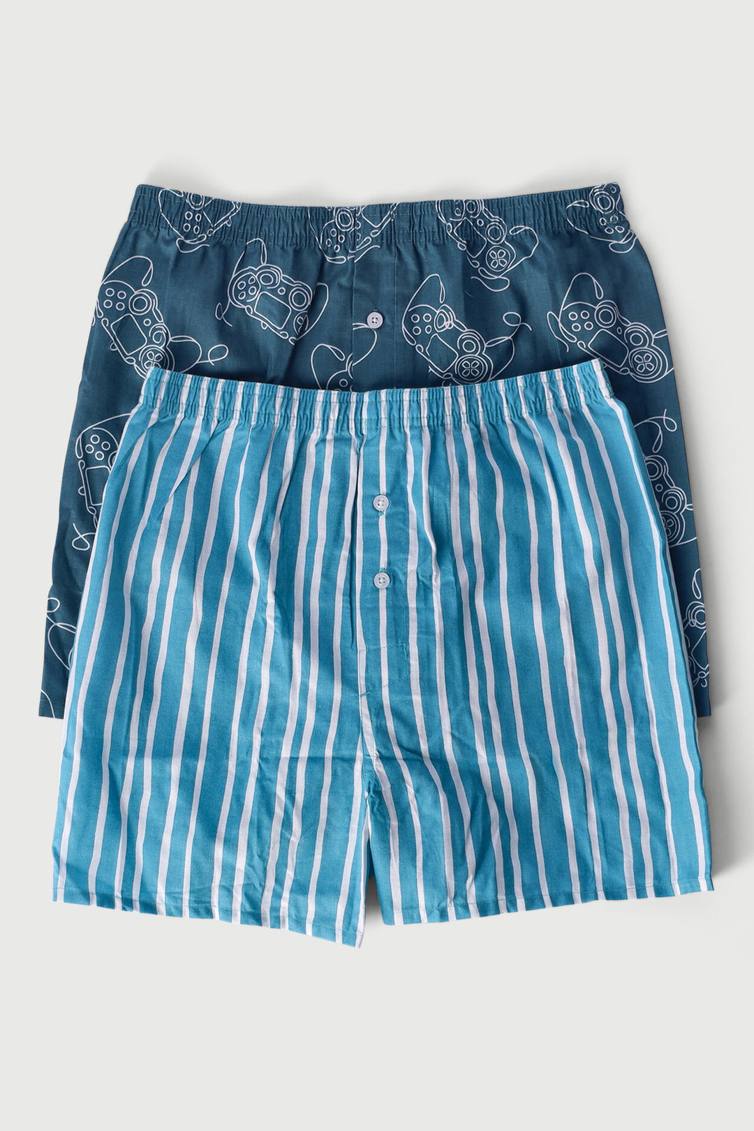 Boys 2 Pack Gamer Woven Boxers - Light Blue