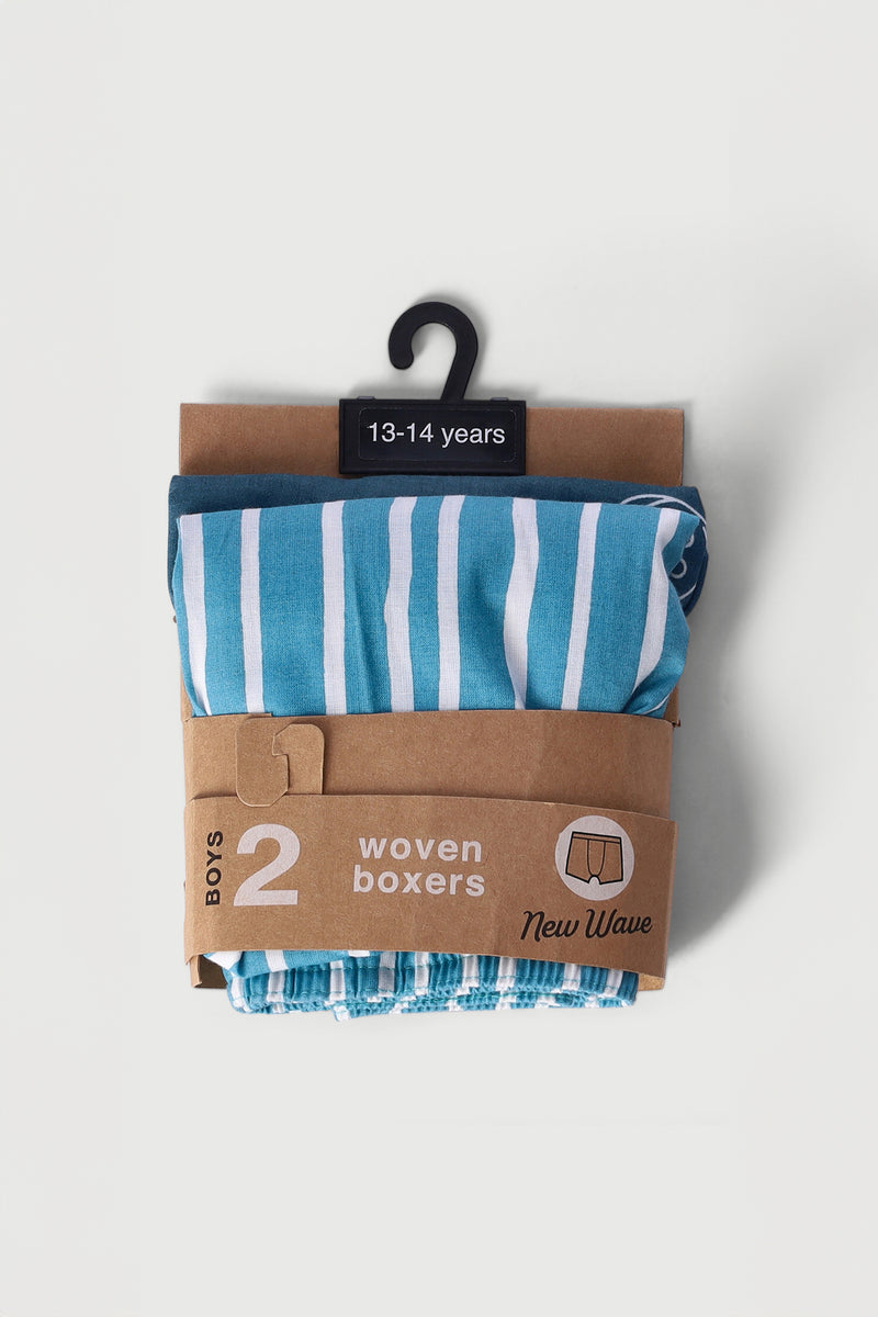 Boys 2 Pack Gamer Woven Boxers - Light Blue