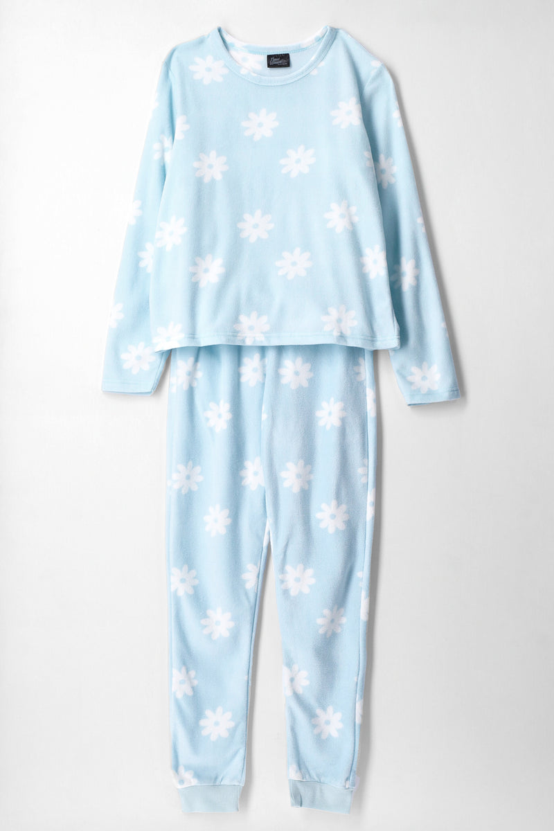 Girls Floral Print Set - Blue