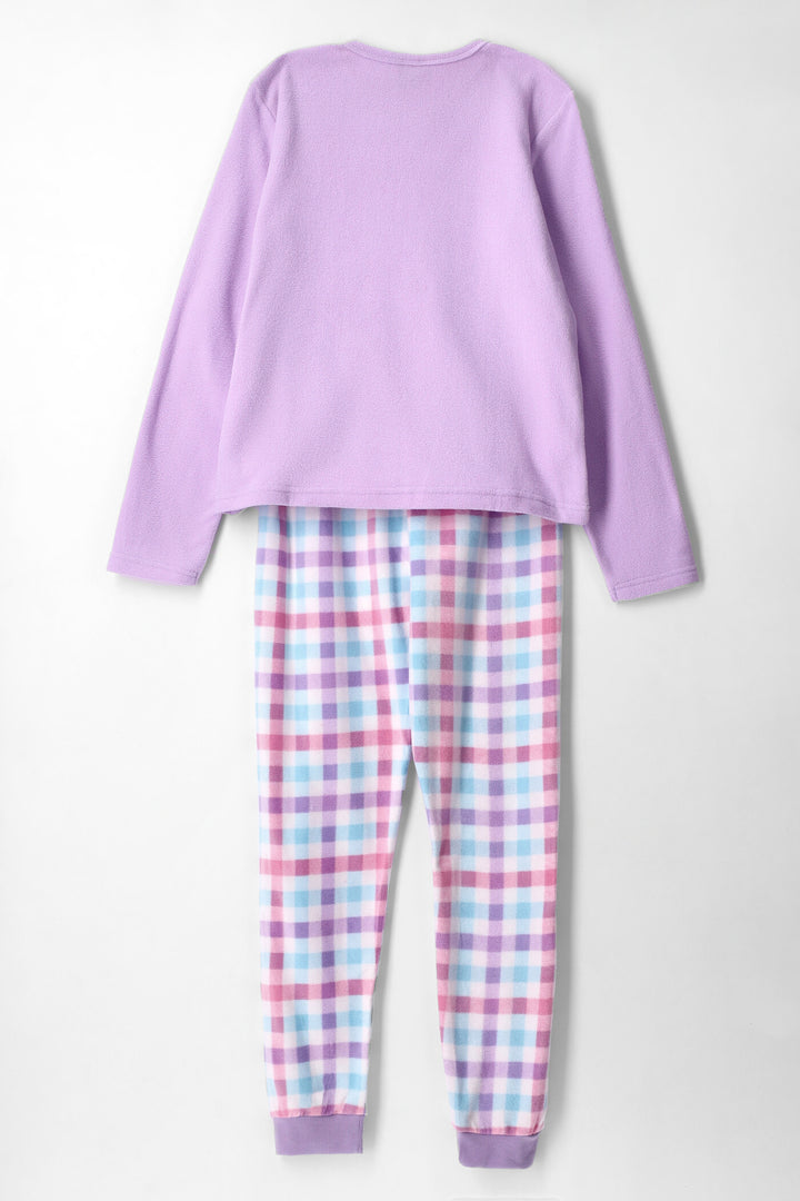 Girls Check Furever Dreaming Sleep Set - Lilac
