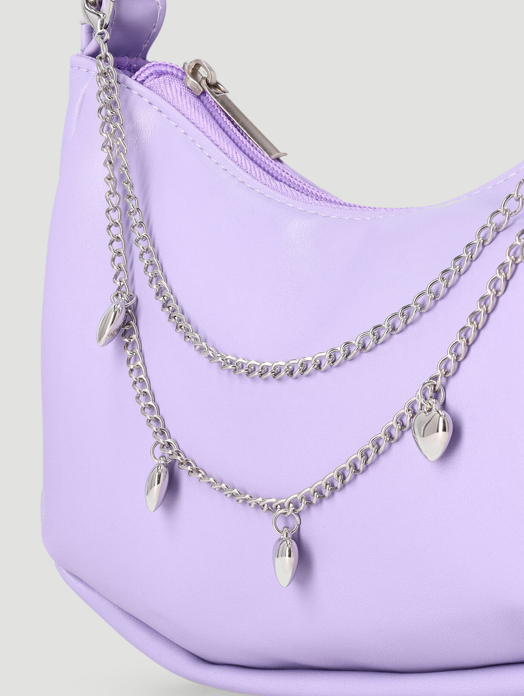 Girls Chain Half Moon Shoulder Bag - Lilac