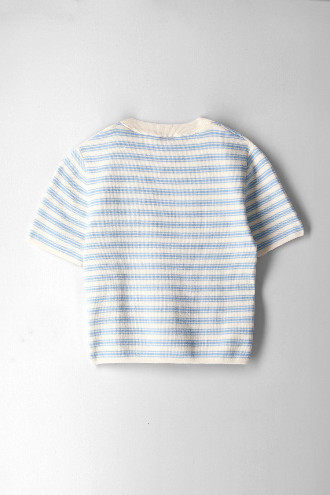 Girls Double Striped Tee - Cream/Blue