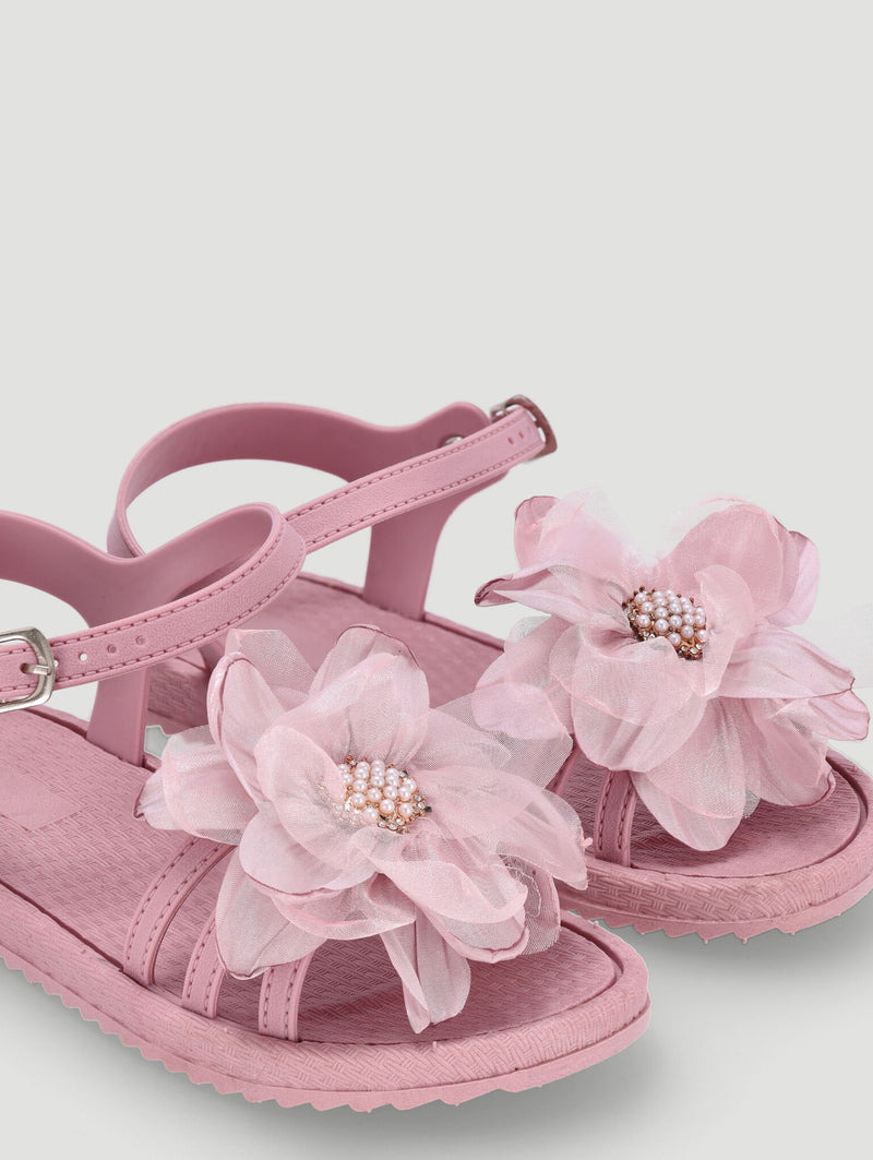 Girls Flower Moulded Sandal - Mauve