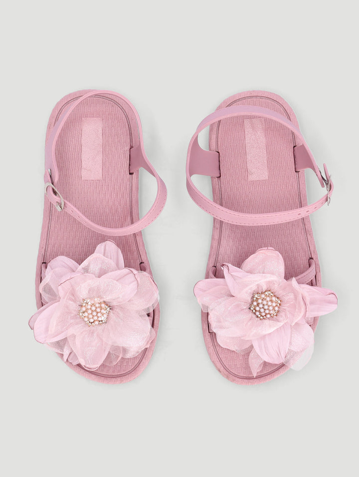 Girls Flower Moulded Sandal - Mauve