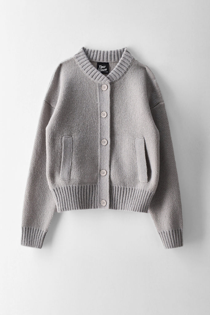 Girls Flower Market Embroidered Slogan Cardigan - Grey