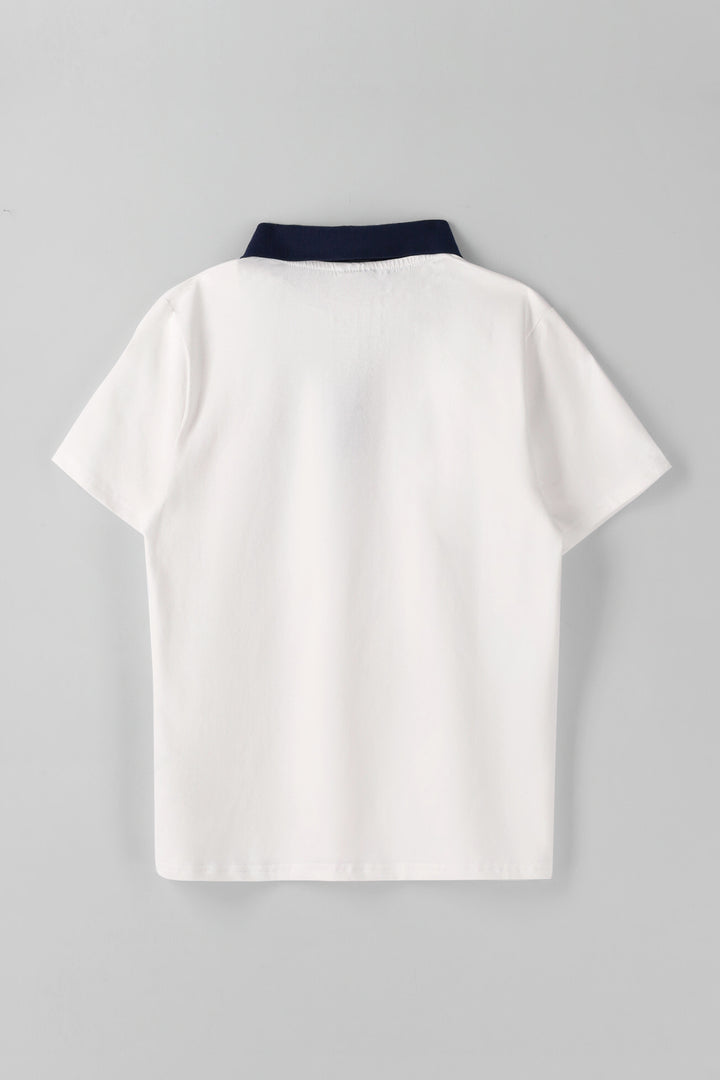 Girls Short Sleeve Betty Golfer - White/Navy